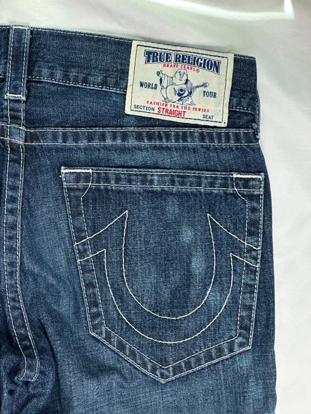 True Religion Section Straight Jeans Mens 33x31 Medium Wash Blue Denim Casual